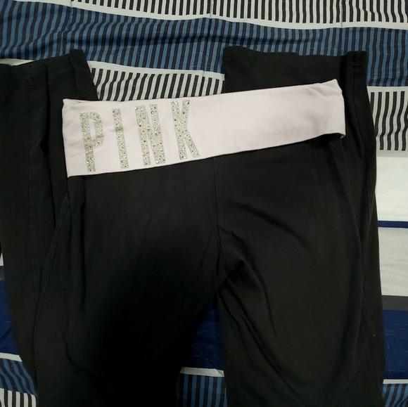 PINK Victoria's Secret Pants - Pink yoga slight flare baby pink yoga fold bling